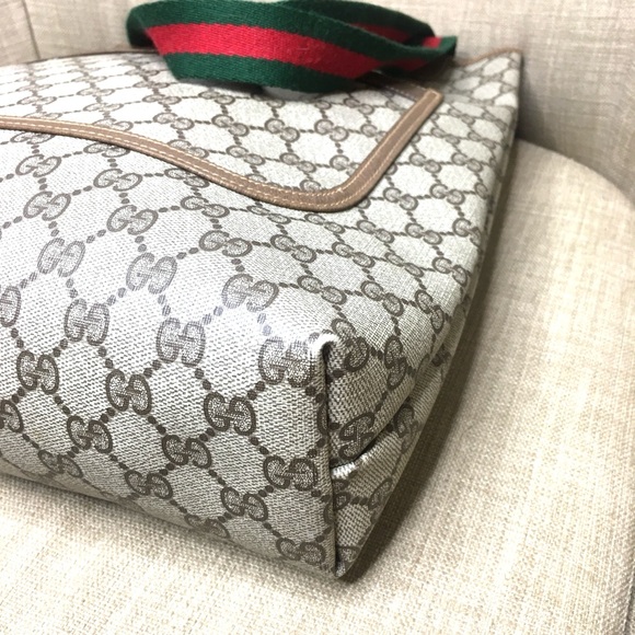 Gucci authentic brown monogram coated canvas tote bag - Picture 9 of 16